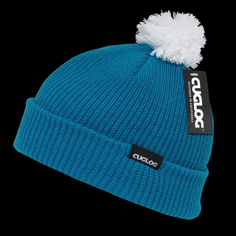 K002-TEA Everest Pom Pom Beanie, Teal