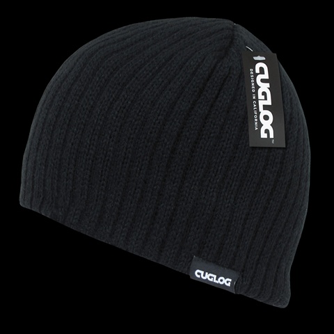 K008-BLK Elbruz Ribbed Acrylic Beanie- Black