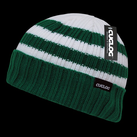 K014-EME Shasta Striped Sweater Beanie- Emerald