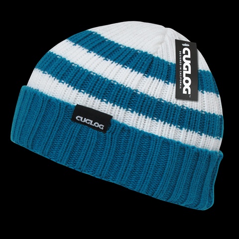 K014-TEA Shasta Striped Sweater Beanie- Teal