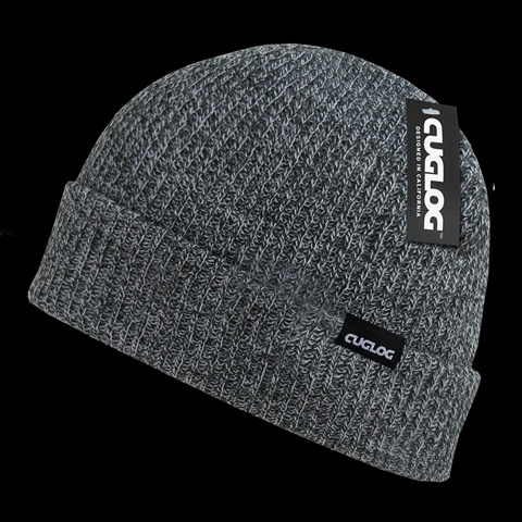 K017-BLKWHT Halla- Basic Cuff Beanies - Black-White