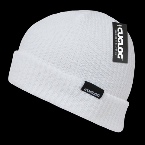 K017-WHT Halla- Basic Cuff Beanies - White