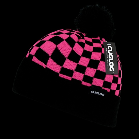 Changbai, Checker Beanie - Hot Pink & Black