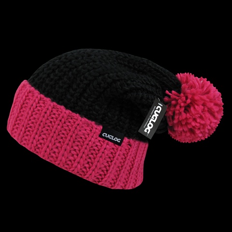Rainier Beanie - Black & Hot Pink