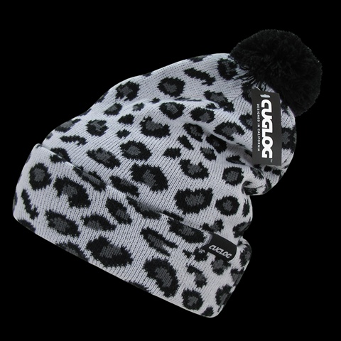 K040-LEO-WHT Atakora Beanie- Leopard - White