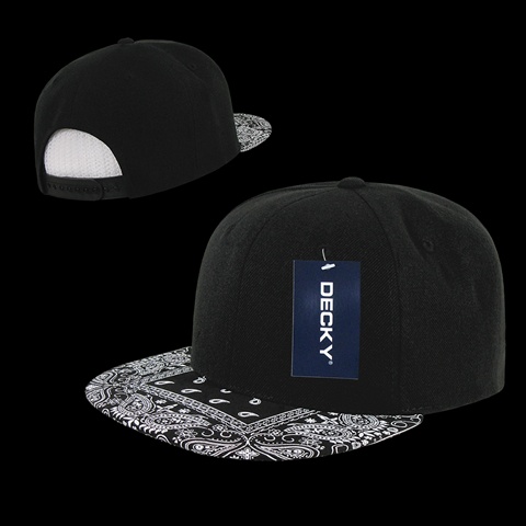 Bandanna Snapback Cap, Black & Black