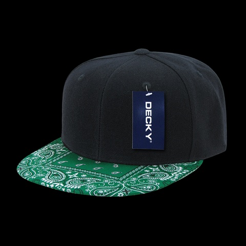 1093-BLKKEL Bandanna Snapback Cap- Black & Kelly