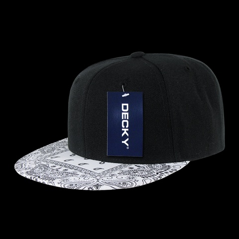 1093-BLKWHT Bandanna Snapback Cap- Black & White