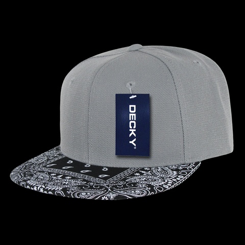 Bandanna Snapback Cap- Grey & Black