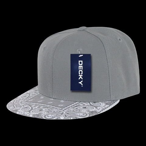 Bandanna Snapback Cap, Grey & Grey