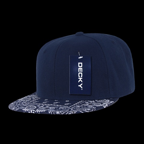 Bandanna Snapback Cap, Navy & Navy