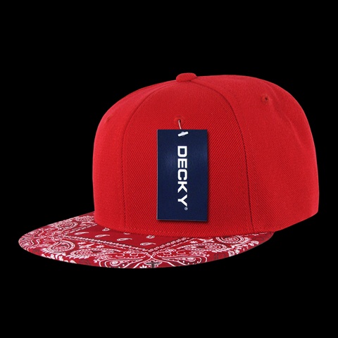 Bandanna Snapback Cap, Red & Red