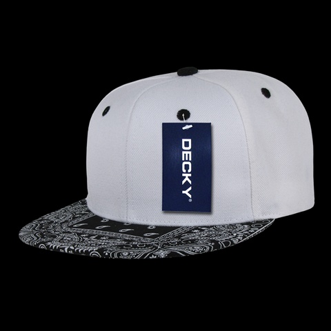 Bandanna Snapback Cap- White & Black
