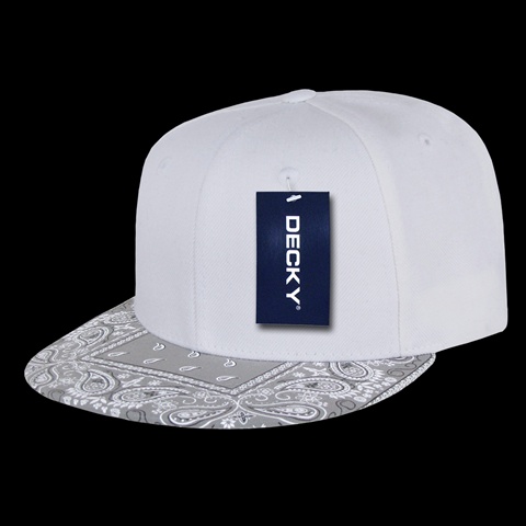 1093-WHTGRY Bandanna Snapback Cap- White & Grey