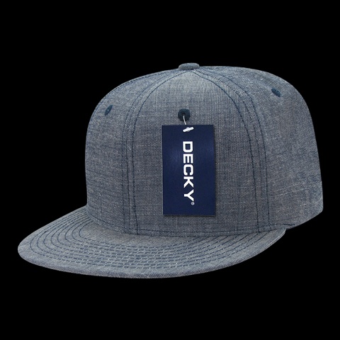 1094-BLU Washed Denim Snapback Cap, Blue