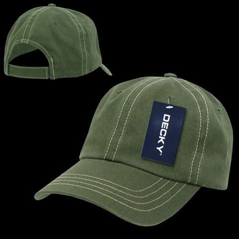 111-OLVKHA Contra-Stitch Washed Polo Cap- Olive & Khaki