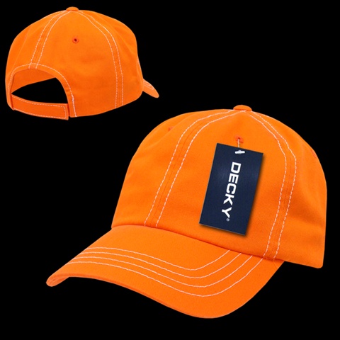 111-ORNWHT Contra-Stitch Washed Polo Cap- Orange & White