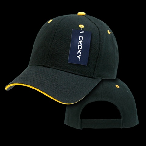 2003-BLKGLD Sandwich Visor Baseball Cap- Black & Gold
