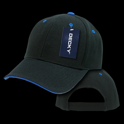 2003-BLKRYL Sandwich Visor Baseball Cap- Black & Royal
