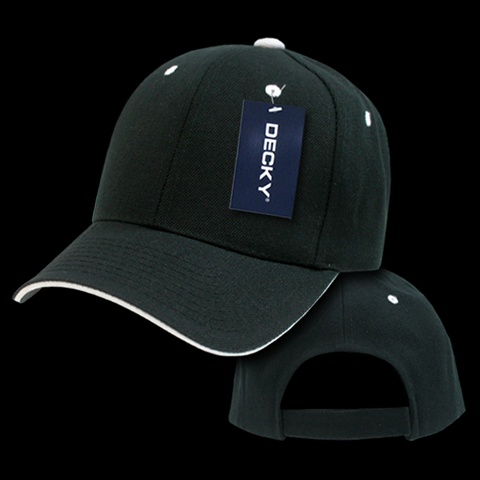 2003-BLKWHT Sandwich Visor Baseball Cap- Black & White