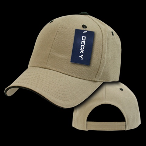 2003-KHABLK Sandwich Visor Baseball Cap- Khaki & Black