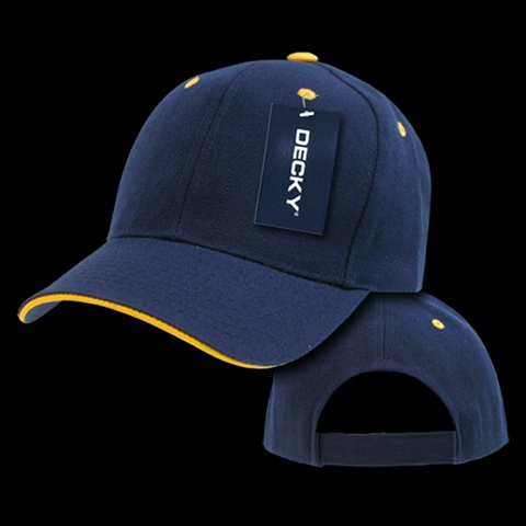 2003-NVYGLD Sandwich Visor Baseball Cap- Navy & Gold