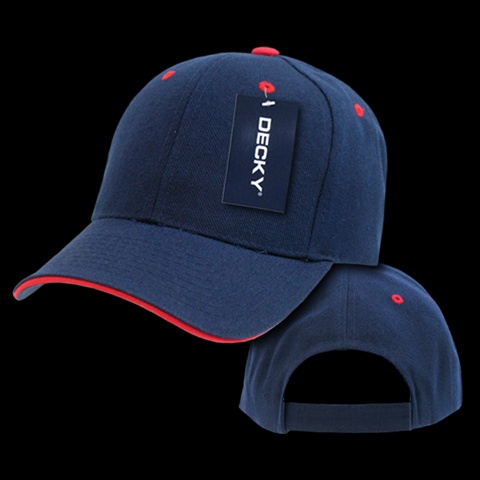 2003-NVYRED Sandwich Visor Baseball Cap- Navy & Red