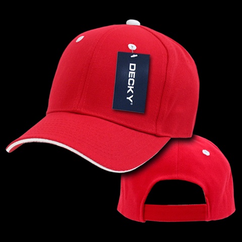 2003-REDWHT Sandwich Visor Baseball Cap- Red & White