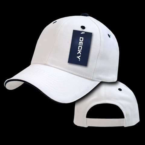 2003-WHTBLK Sandwich Visor Baseball Cap, White & Black