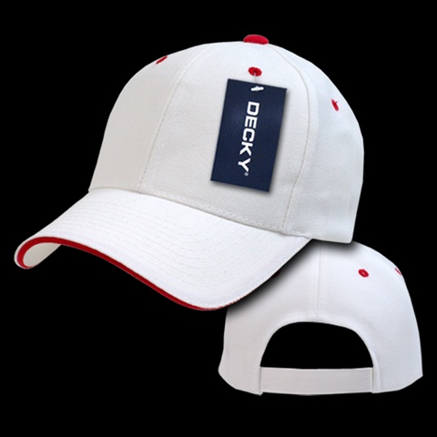 2003-WHTRED Sandwich Visor Baseball Cap- White & Red