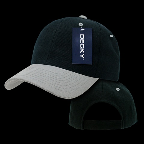207-BLKGRY Deluxe Baseball Cap- Black & Grey