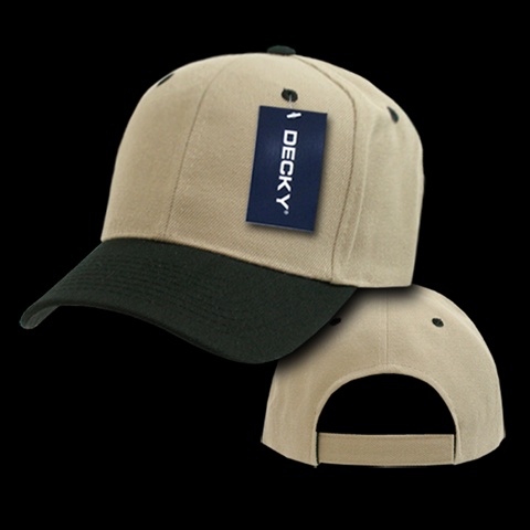 207-KHABLK Deluxe Baseball Cap, Khakhi & Black