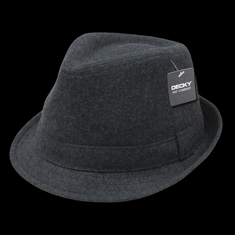 Picture of Decky 555-HCH-HCH-07 Melton Fedora Hat&#44; Heather Charcoal - Large & Extra Large