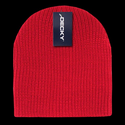 608-RED GI Cuffless Watch Caps- Red