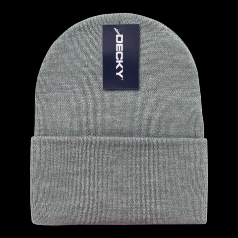 613-HGR Acrylic Knit Caps- Heather Grey