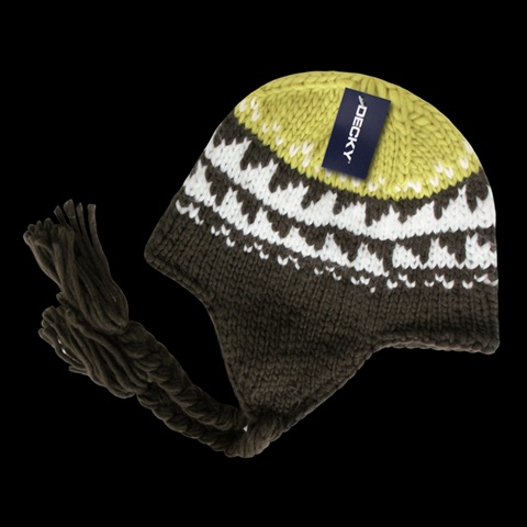 632-BROWN Peruvian Beanies, Brown