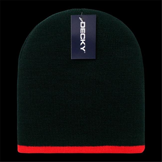 Decky 8007-BLKRED Single Striped Beanies- Black