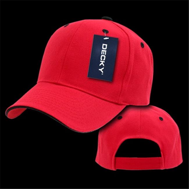 DECKY Baseball Cap With Sandwich Visor - Red & Black Adjustable Hat - View #6