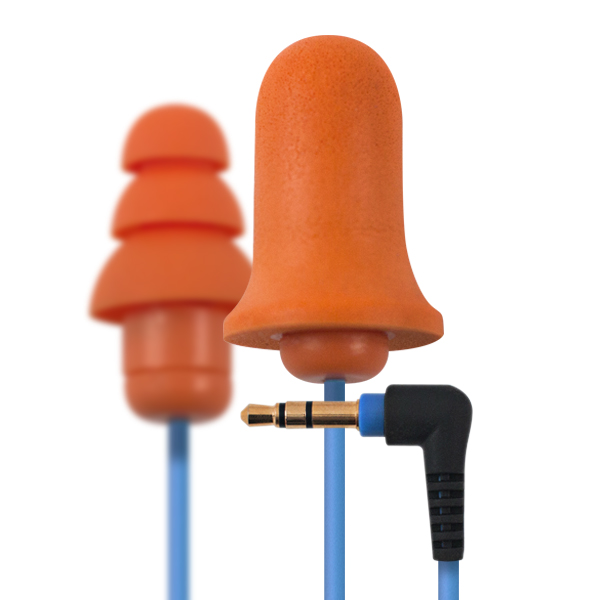 Contractor Orange New and Improved Line Ear Plug Earbuds Headphones with Silicone and Foam Hearing Protection -  Plugfones, CO-1