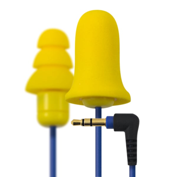 Contractor Yellow New and Improved Line Ear Plug Earbuds Headphones with Silicone and Foam Hearing Protection -  Plugfones, PG-UY