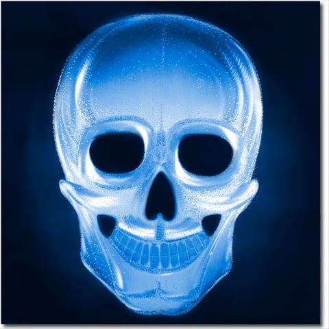 Neon Skull Blue Single-Paneled Xl Metal Wall Art - 32 x 32 in.