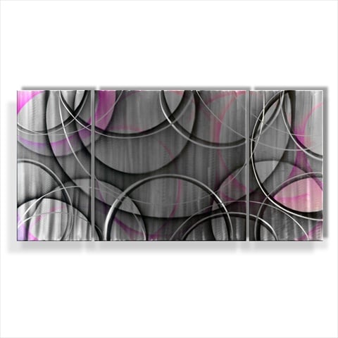 48 X 24 in. Silver Sphere 3-Paneled Handmade Metal Wall Art