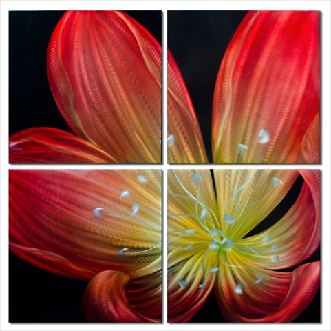 32 X 32 in. Ember Lily 4-Paneled Handmade Metal Wall Art