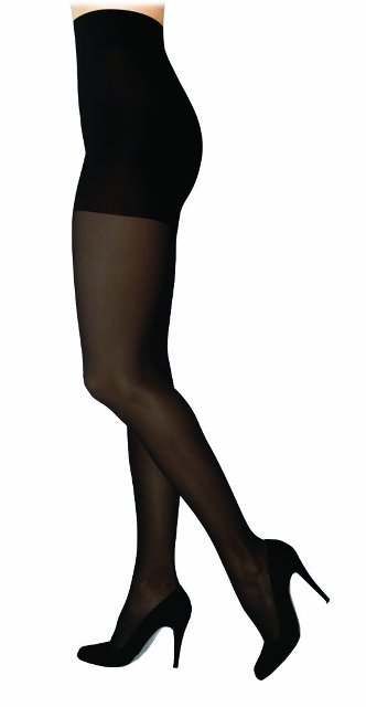 Soft Opaque 842PMSO99 20-30 mmHg Womens Open Toe Panty- Black- Medium-Short