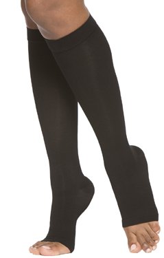 Select Comfort 862CMLO99 20-30 mmHg Womens Open Toe Calf- Black- Medium-Long