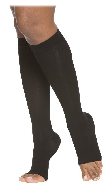 Select Comfort  Compression Stockings  Black  Large Long  Open Toe  3040 mmHg