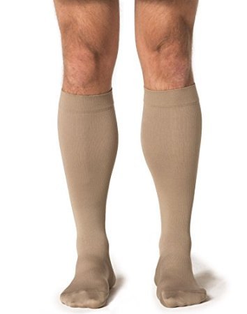 Midtown Microfiber  Compression Socks - Tan-Khaki - Large Long Extra Large Foot - 15-20 mmHg