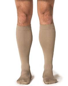 Midtown Microfiber 821CLLM32 15-20 mmHg Closed Toe Mens Calf- Large- Long - Tan-Khaki