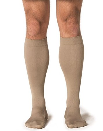 Midtown Microfiber 821CMLM32 15-20 mmHg Closed Toe Mens Calf- Medium- Long - Tan-Khaki