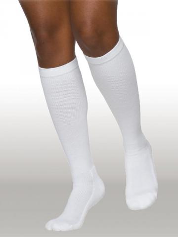 Cotton 232CSSW00 20-30 mmHg Womens Closed Toe Socks- White - Small- Short